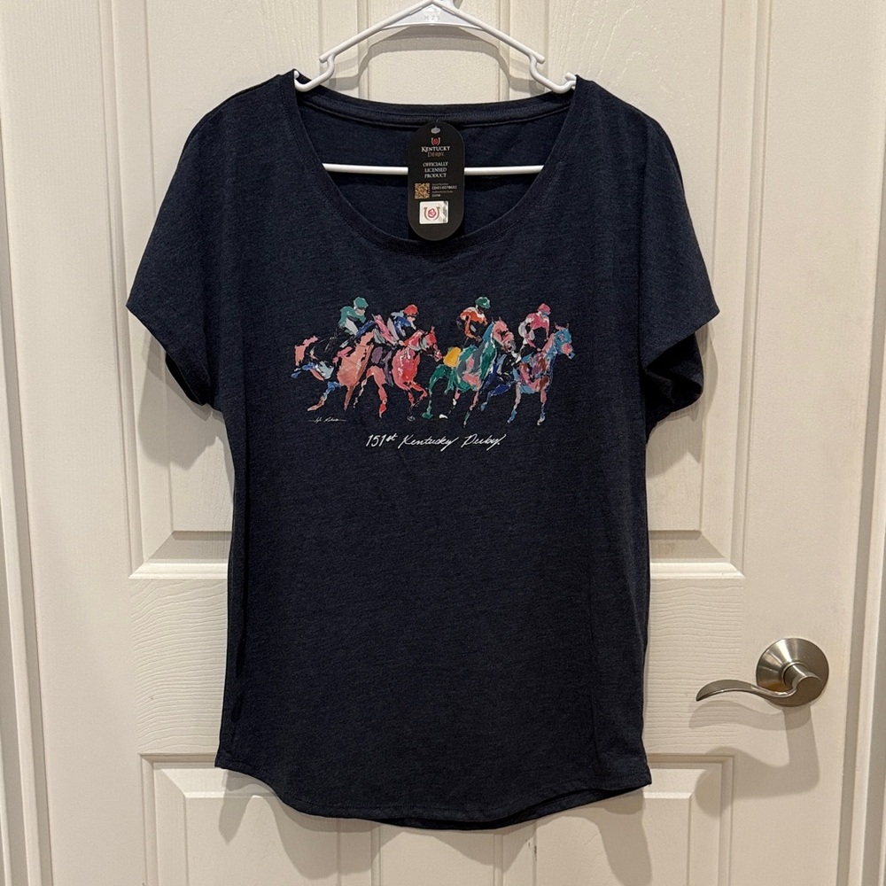 Navy Graphic T-Shirt with Horse Racing Design - 151st Kentucky Derby